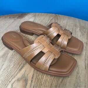 New! Clarks Ariany Mule Comfort Sandal Tan Leather Slide Women’s Size 10